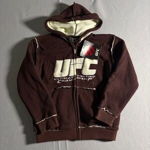 UFC Ultimate Fighting Championship Brown Waffle Knit Zip Up Hoodie Womens Medium